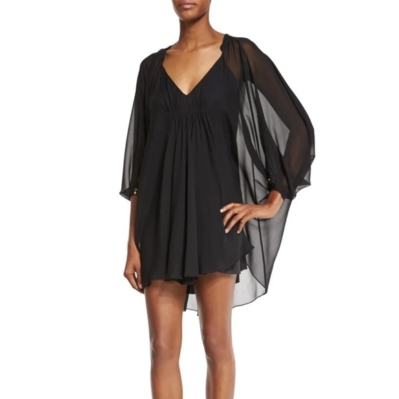 DVF Fleurette Silk Dress Black - Picture 4 of 8